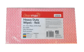Cleanmax Heavy Duty Wipes 60cm x 30cm Pack 20